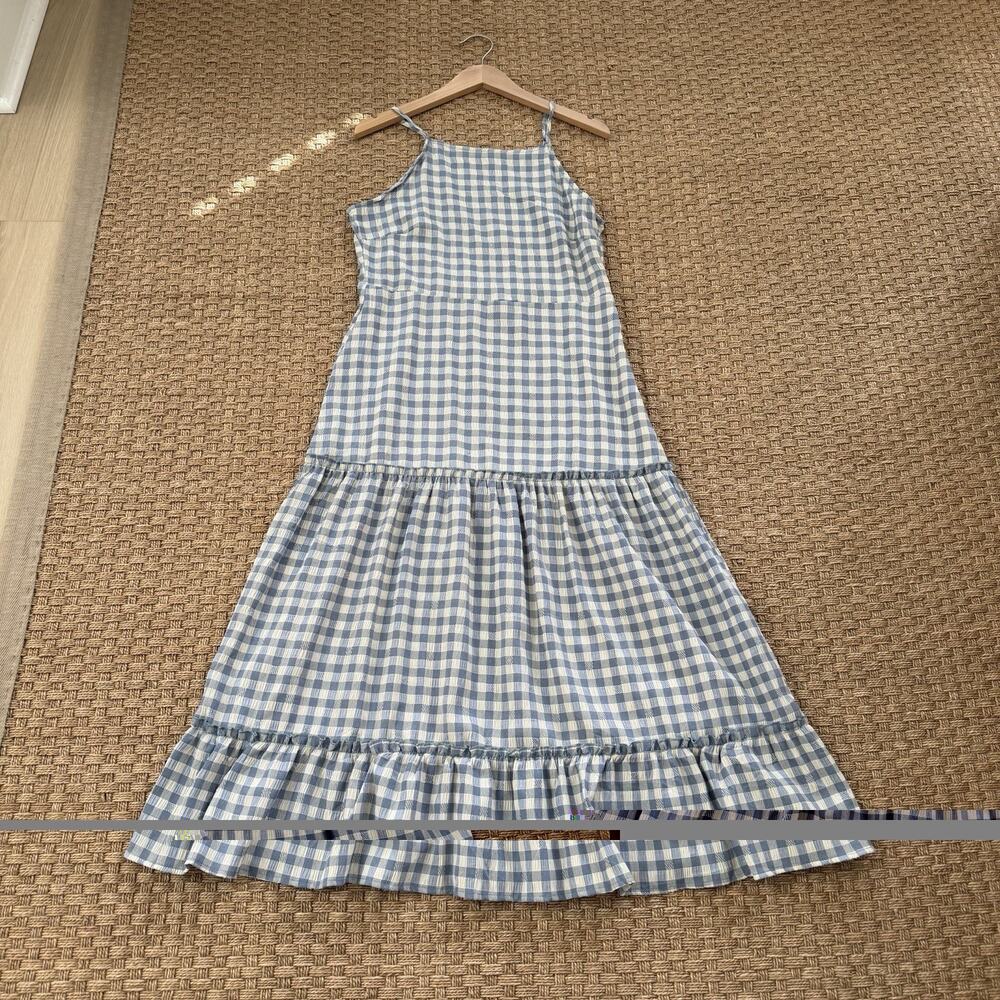 Vintage Nanette Lepore Blue Gingham Ruffle Maxi Dress Women’s Size 10 - Picture 7 of 11